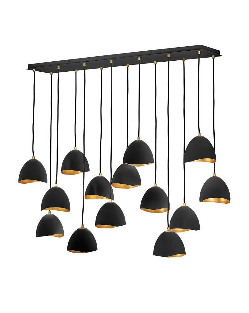 14 Light Linear Chandelier In Modern-Glam Style 48.5 Inches Wide By 46 Inches High-Shell Black Finish Hinkley Lighting 35909Shb