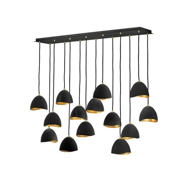 14 Light Linear Chandelier In Modern-Glam Style 48.5 Inches Wide By 46 Inches High-Shell Black Finish Hinkley Lighting 35909Shb