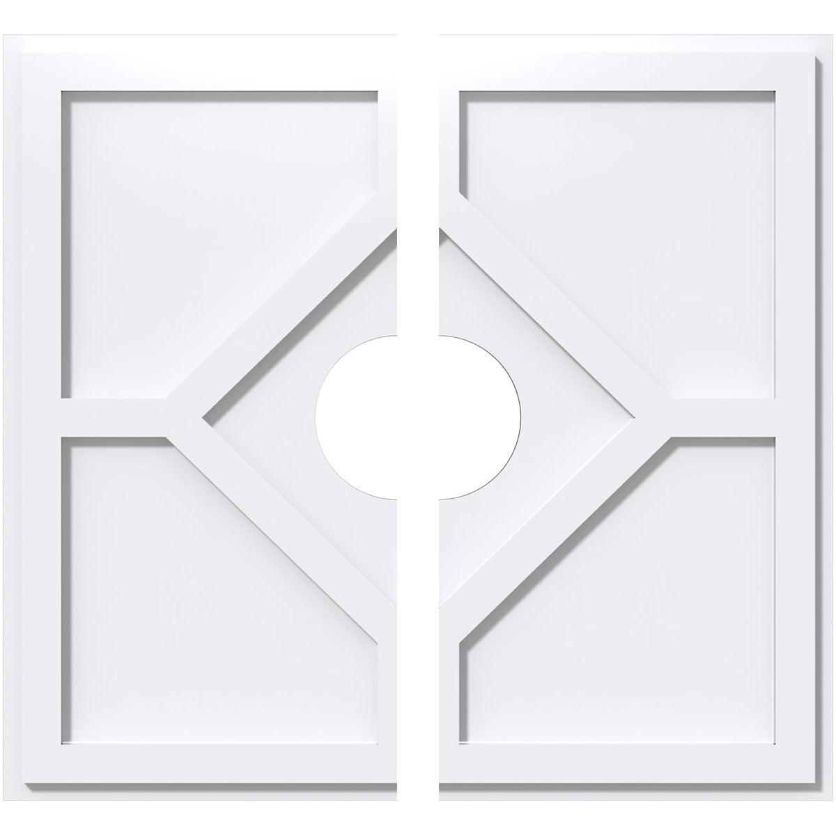 14" White PVC Contemporary Two-Piece Ceiling Medallion