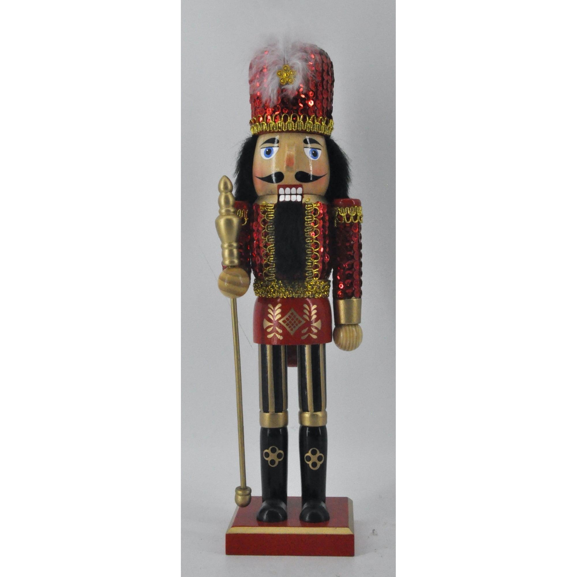 14" Red/Gold Sequin Soldier Nutcracker AA