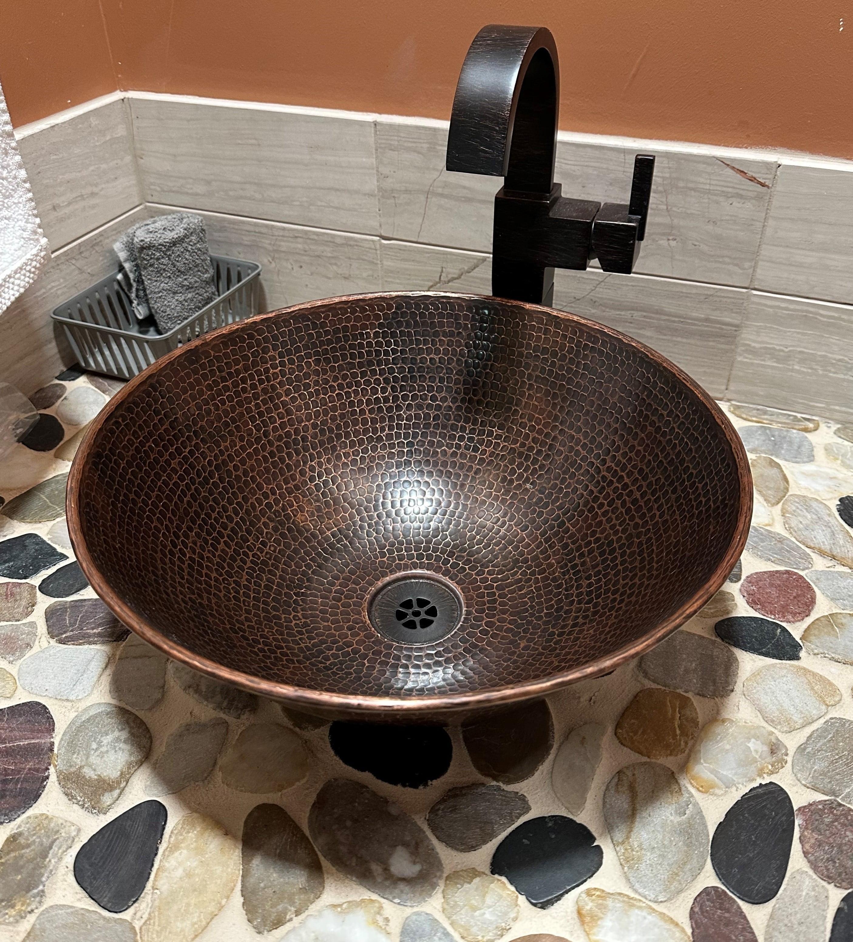 14"Round Copper Vessel Bathroom Sink