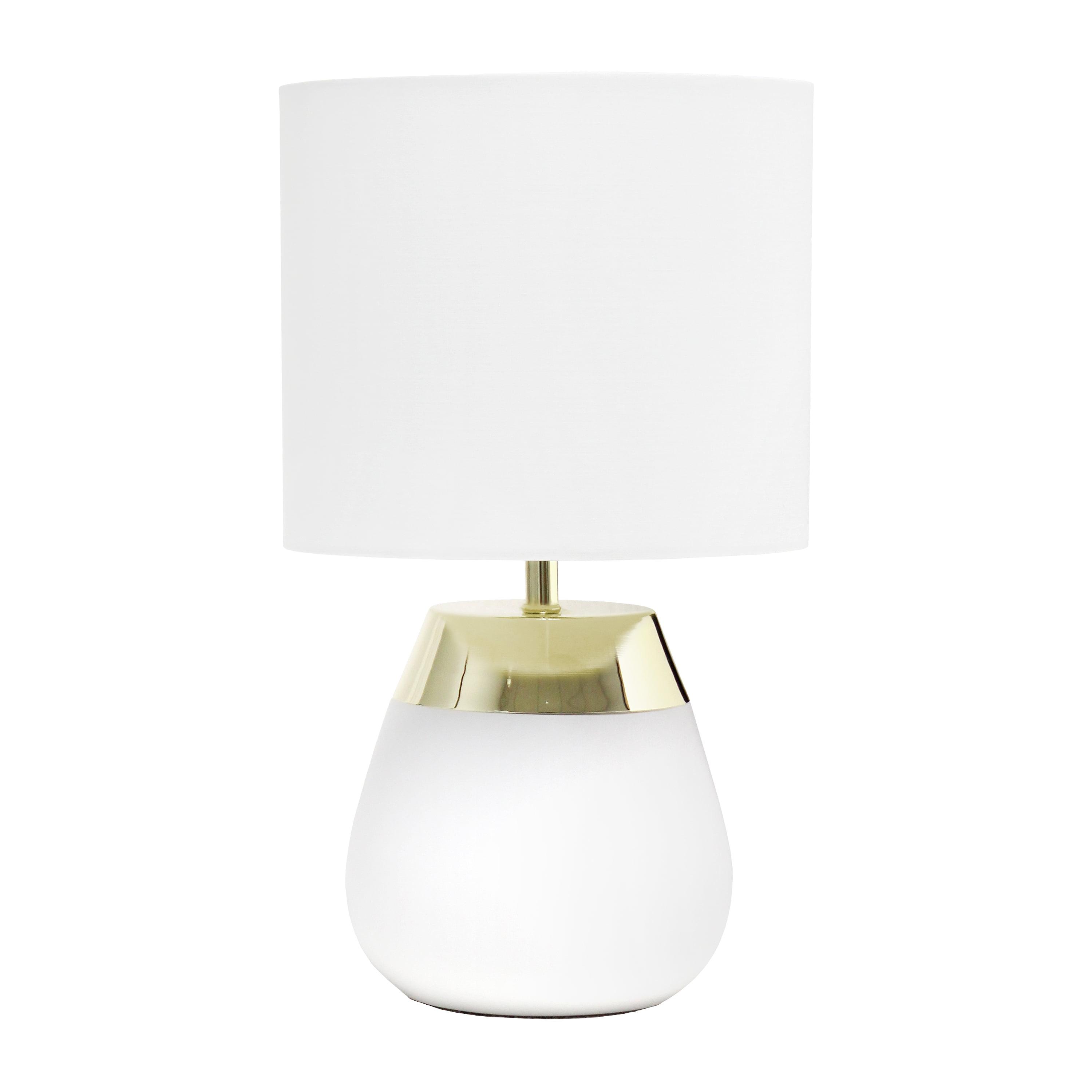 14" Tall Modern Contemporary Two-Tone Metallic Bedside 4 Settings Touch Table Desk Lamp White - Simple Designs: ETL Listed, Cotton Shade