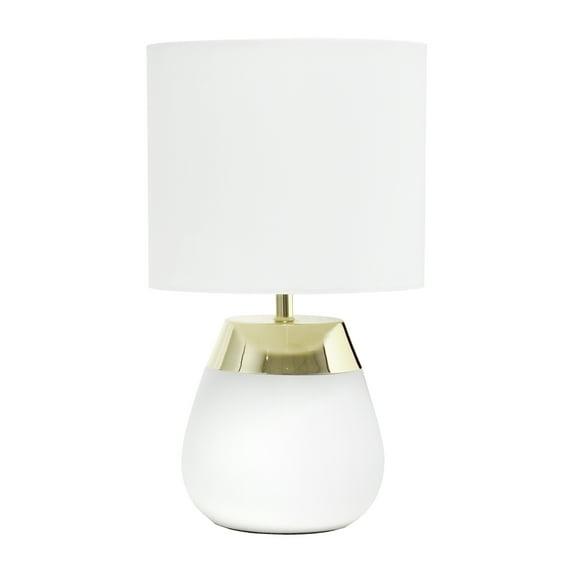 14" Tall Modern Contemporary Two-Tone Metallic Bedside 4 Settings Touch Table Desk Lamp White - Simple Designs: ETL Listed, Cotton Shade