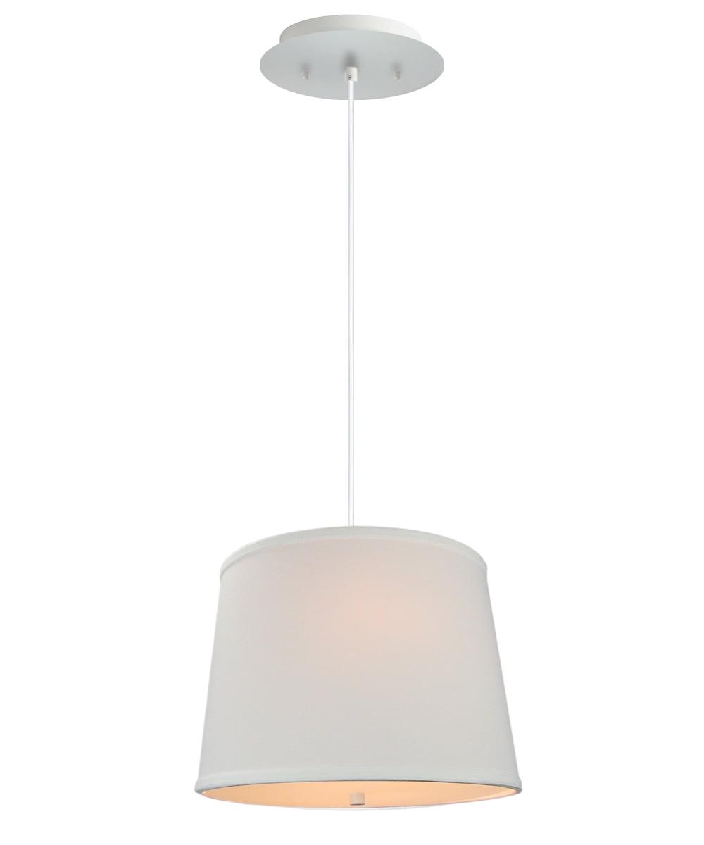 14" White Linen Drum Pendant Light with Diffuser