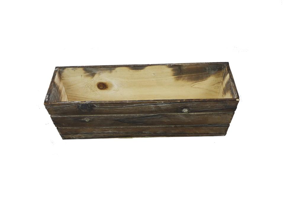 14'' Rustic Brown Wood Rectangular Planter Box