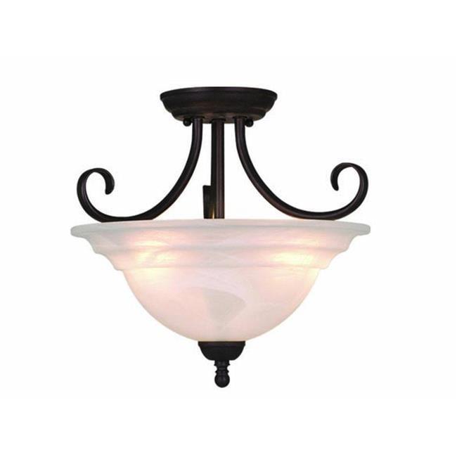 Babylon 14" Oil Burnished Bronze Semi-Flush Mount with White Alabaster Glass