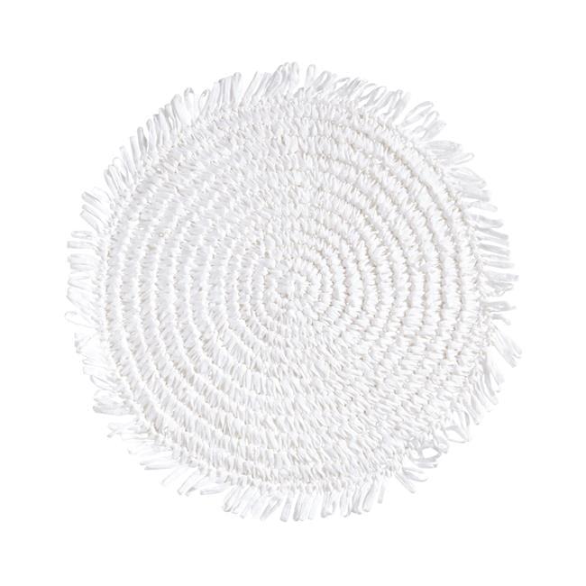 Kiri Collection 100% Paper Raffia No Pattern Round Placemat (Set of 4)