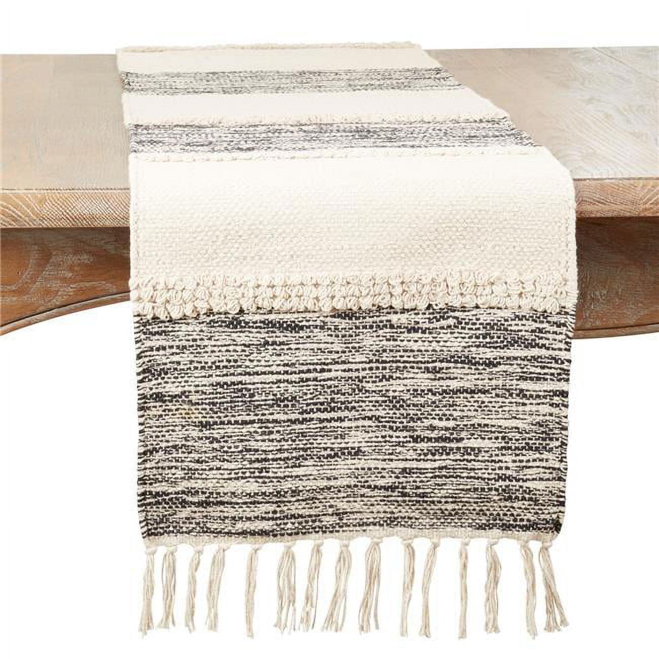 Saro Lifestyle Banded Design Cotton Table Runner