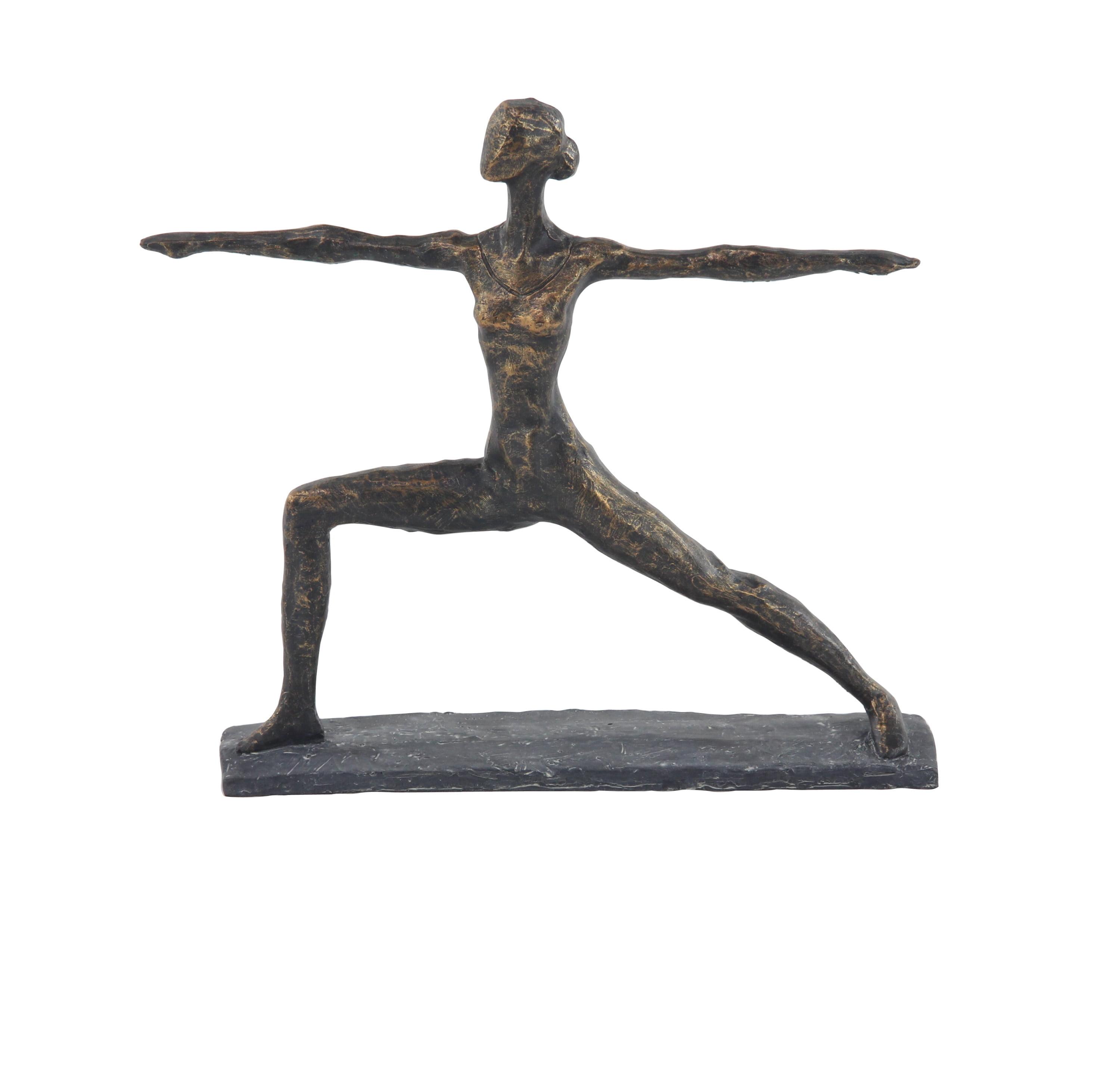 Contemporary Brass Yoga Pose Sculpture 14" x 12"