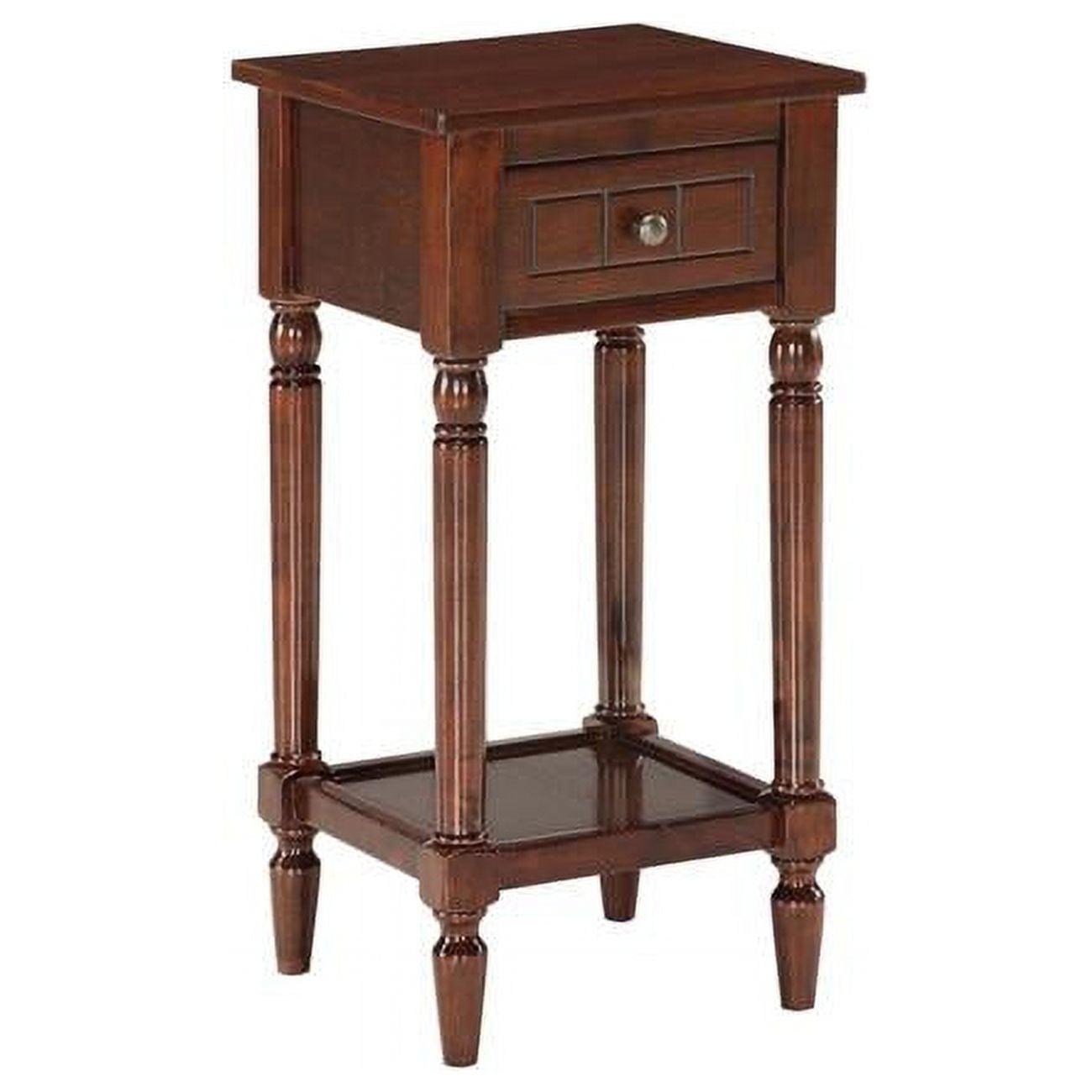 Espresso Wood Accent Table with Drawer and Shelf