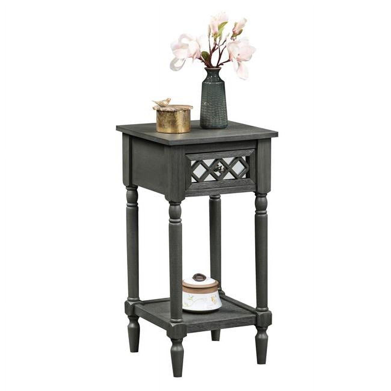 Wirebrush Dark Gray Pine Wood Accent Table with Storage