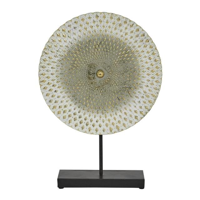 Dakota Fields Diahna Metal Geometric Decorative Gray Sculpture with Black Base