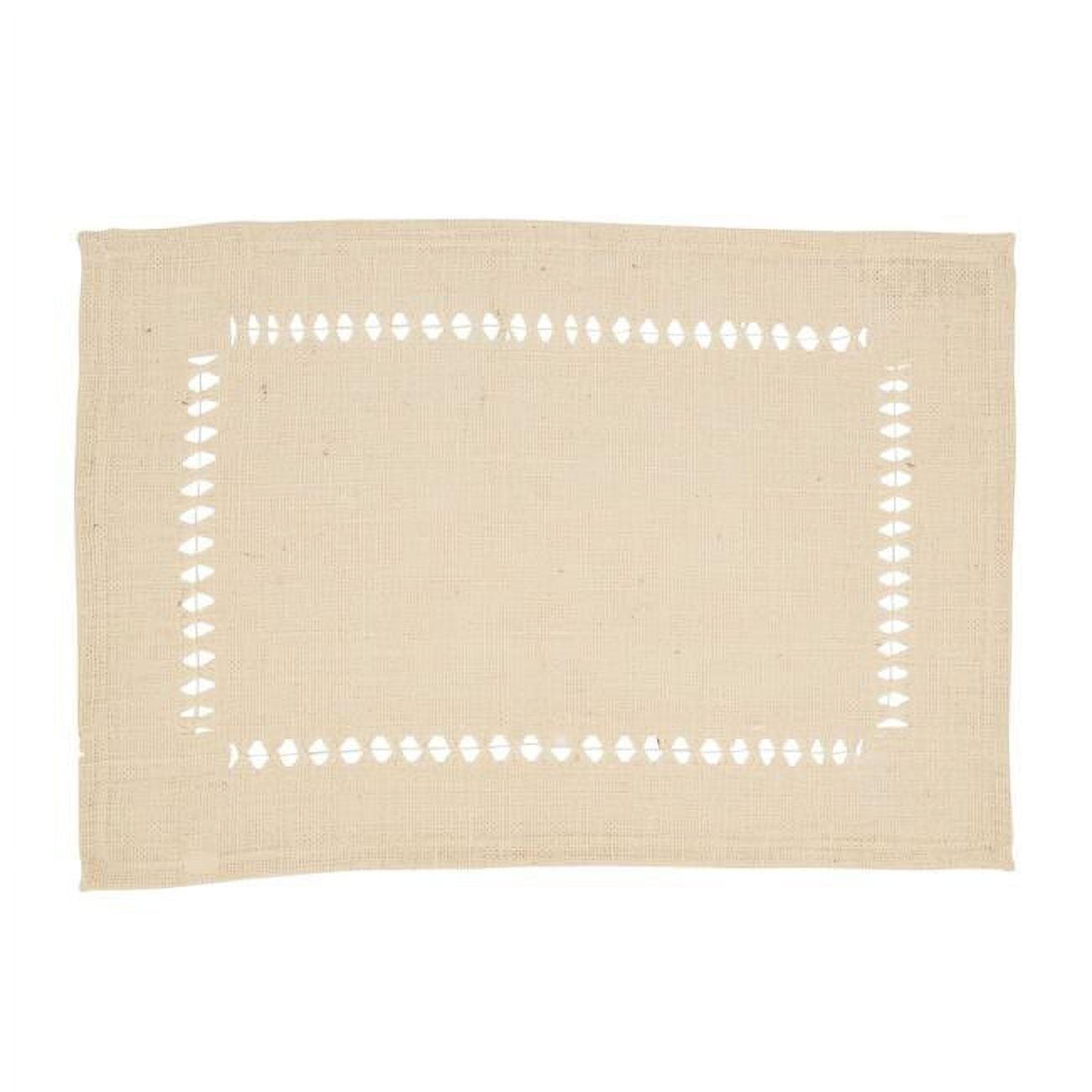 Ivory Jute Hemstitch Rectangle Placemats Set of 4