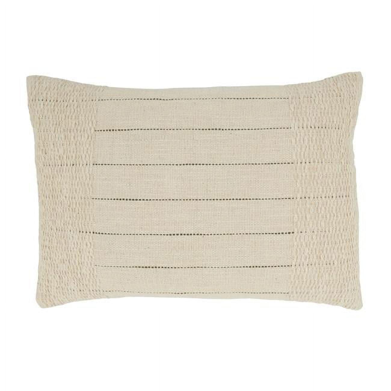 Natural Cotton Textured Striped Rectangular Throw Pillow