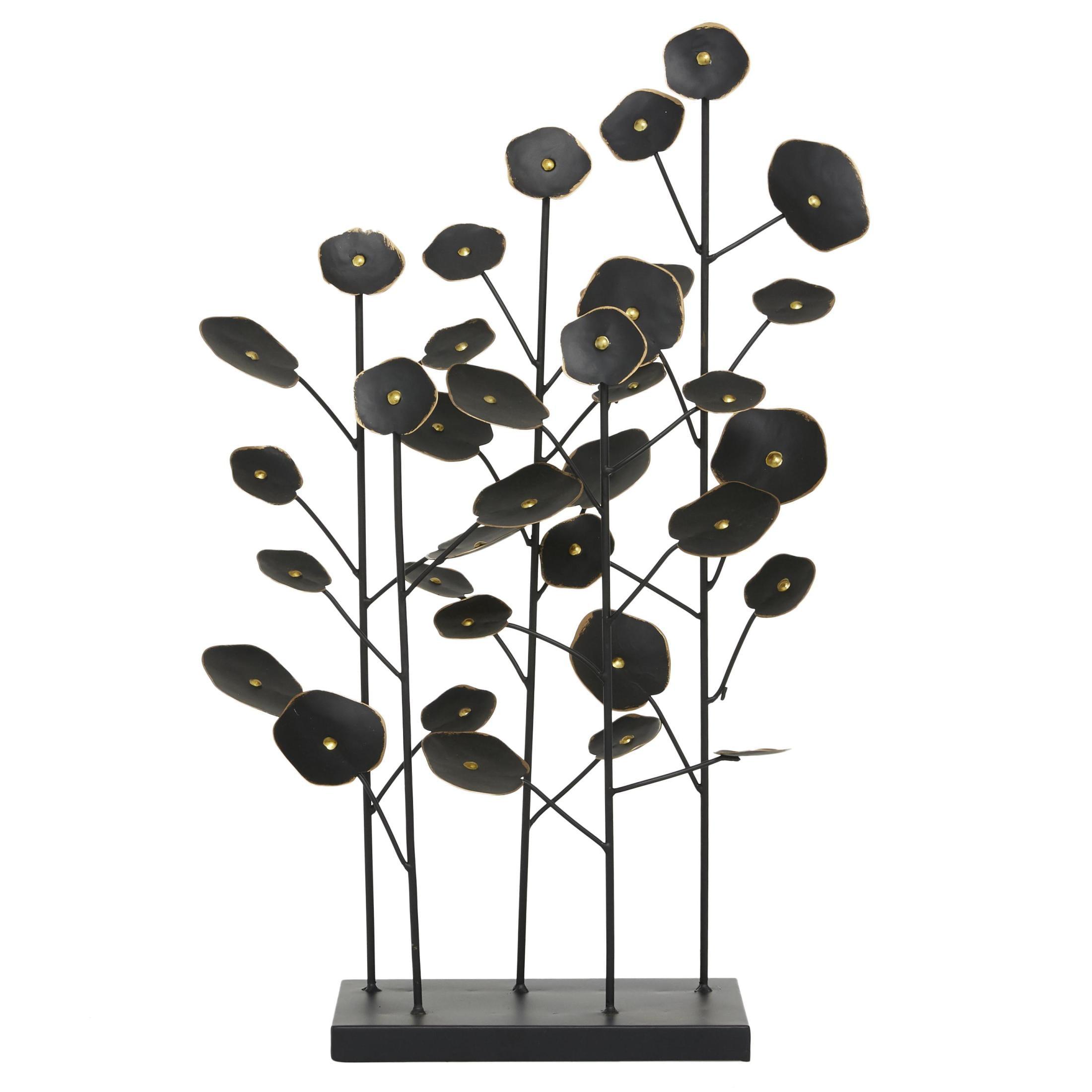 14" x 21" Black Metal Leaf Sculpture, by DecMode