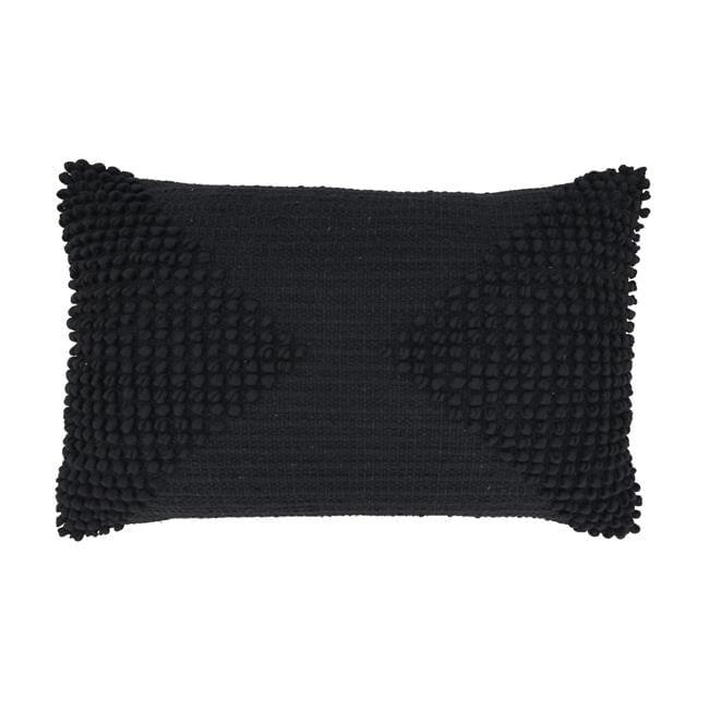 Black Textured Woven Diamond 14"x22" Cotton Throw Pillow