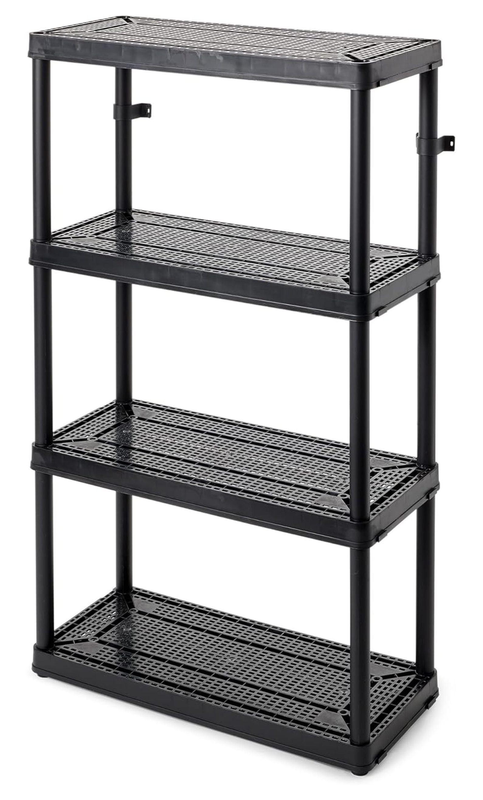 Gracious Living 4 Shelf Fixed Height Ventilated Medium Duty Shelving Unit Organizer System for Home, Garage, Basement, Laundry