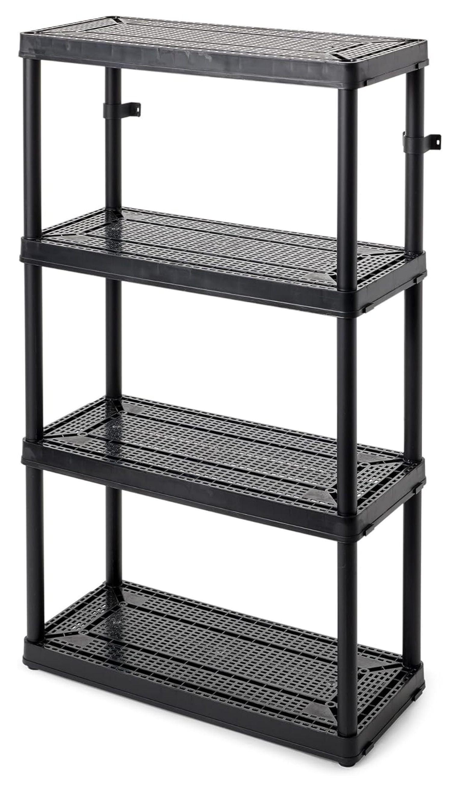 Gracious Living 4 Shelf Fixed Height Ventilated Medium Duty Shelving Unit Organizer System for Home, Garage, Basement, Laundry