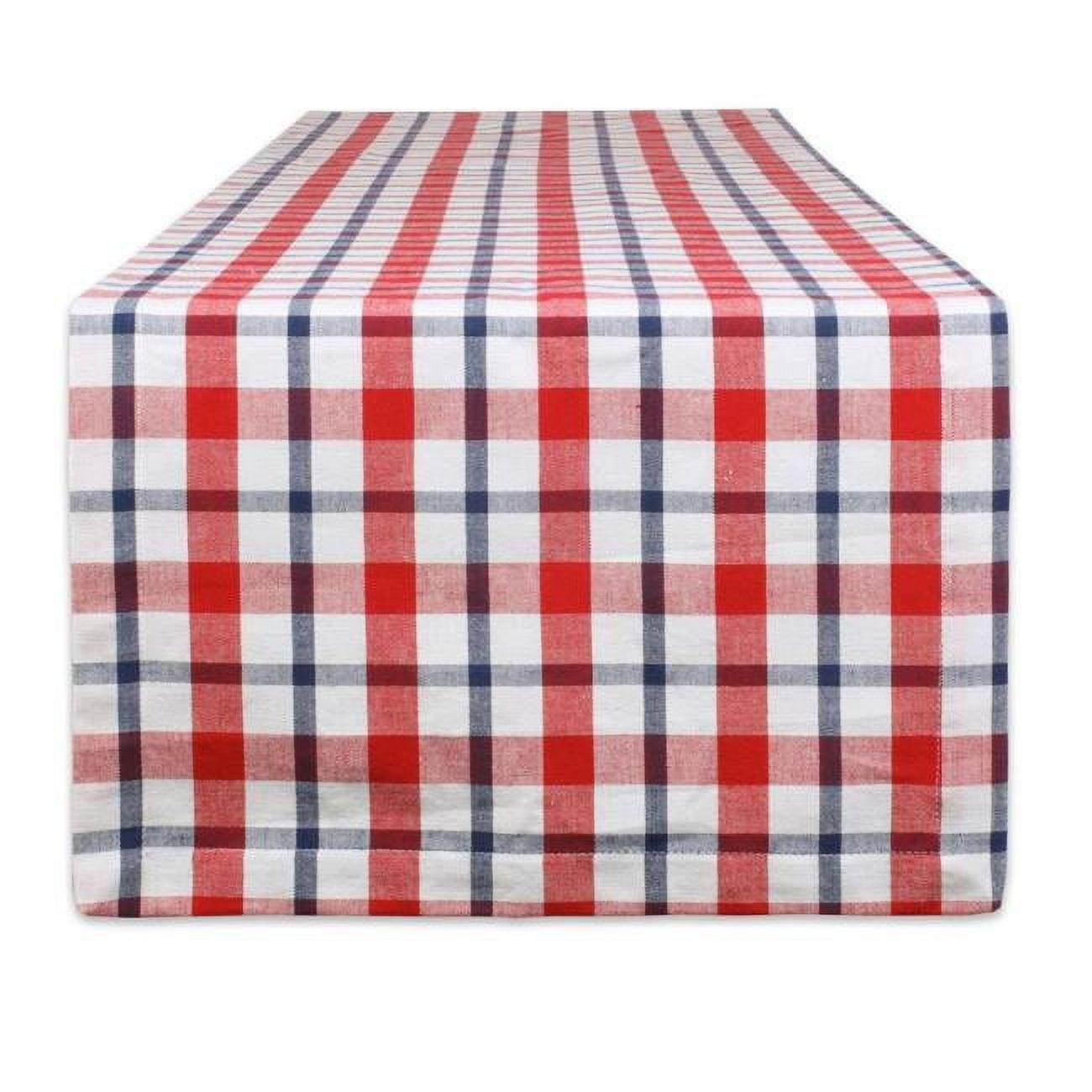 14 x 72 in. Red White and Blue Cotton Plaid Table Runner