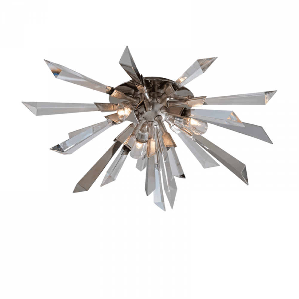 Silver Leaf Crystal 3-Light Flush Mount