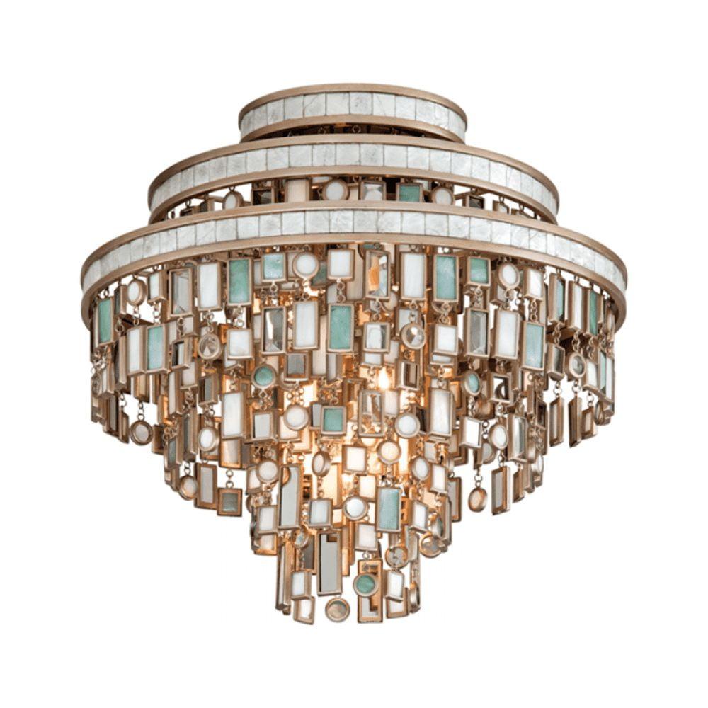 Contemporary Crystal Silver 18" Square Semi-Flush Ceiling Light