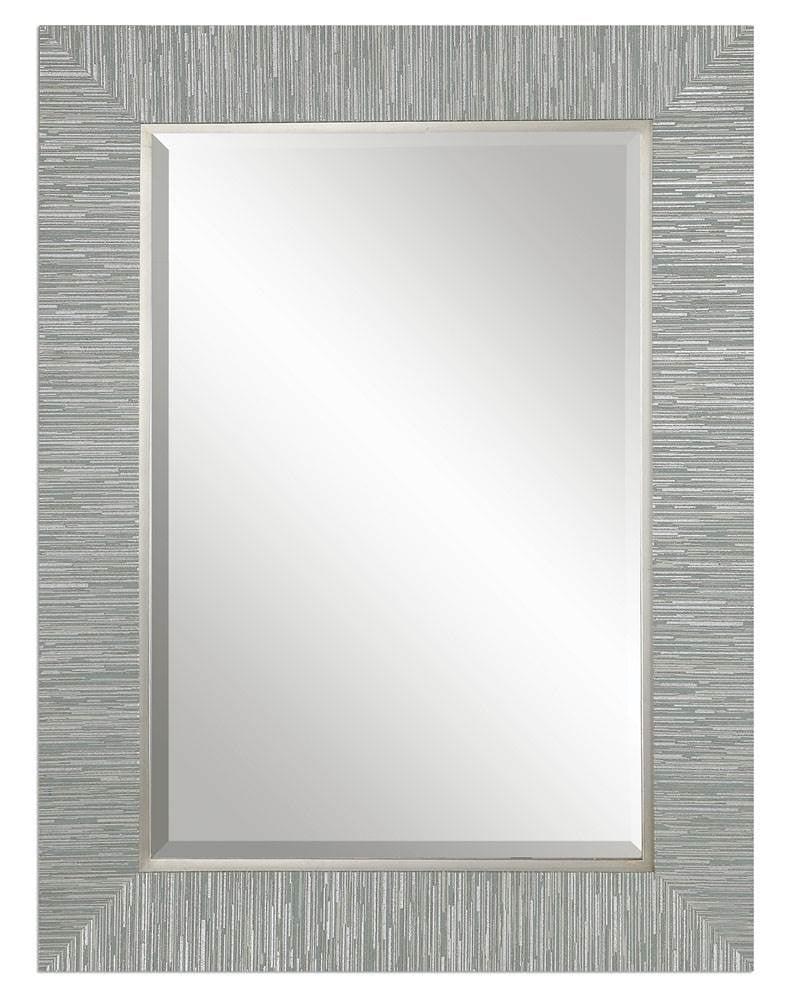 Silver and Gray Rectangular Wood Wall Mirror