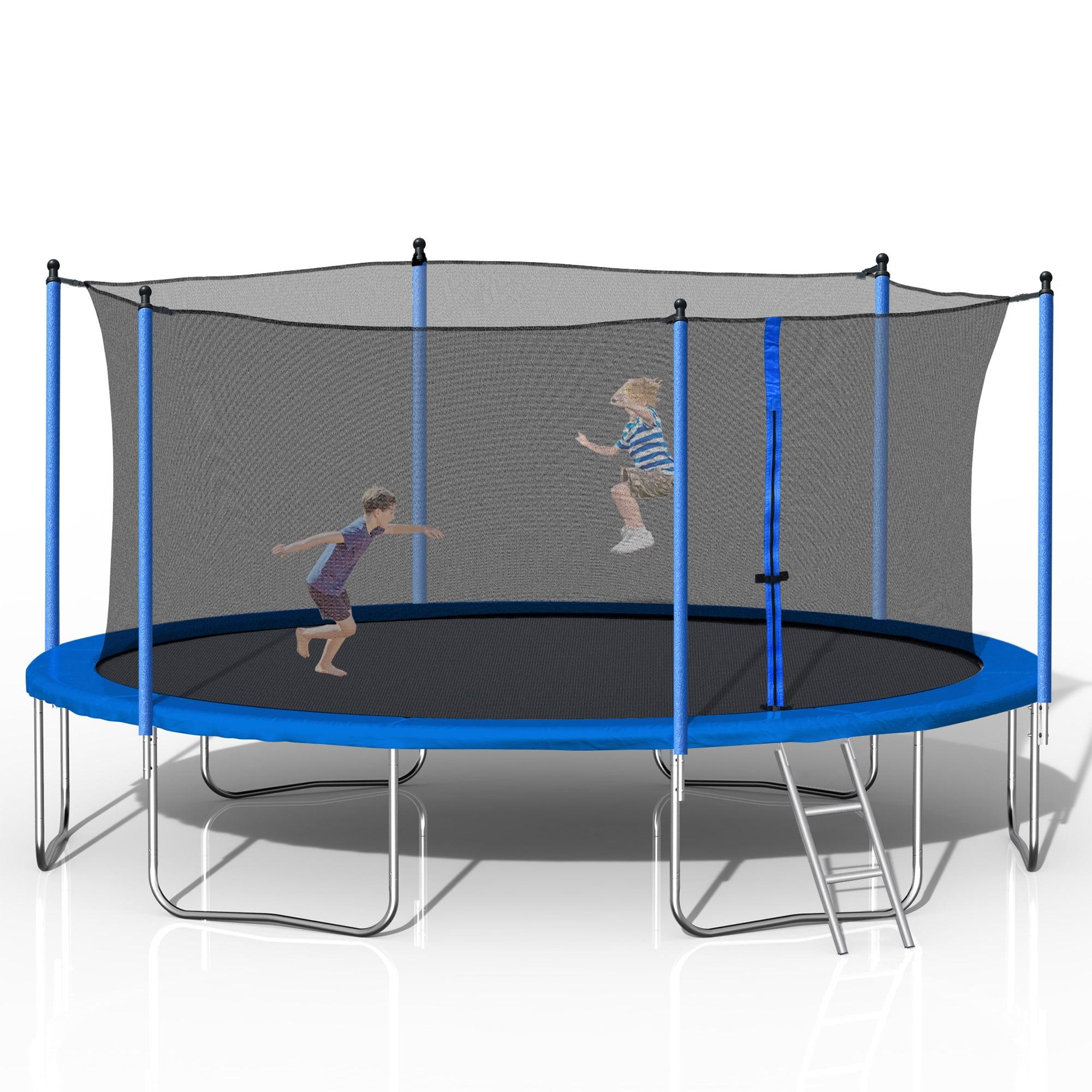 Trampoline, 14FT Trampoline with Safety Enclosure Net, Trampoline Outdoor with Ladder, Heavy Duty Jumping Mat and Spring Cover Padding for Kids and Adults