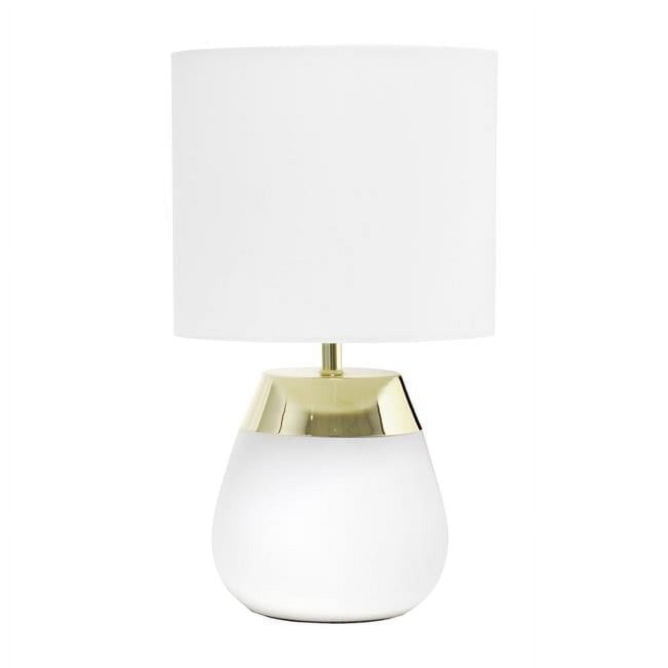 14" Tall Modern Contemporary Two-Tone Metallic Bedside 4 Settings Touch Table Desk Lamp White - Simple Designs: ETL Listed, Cotton Shade