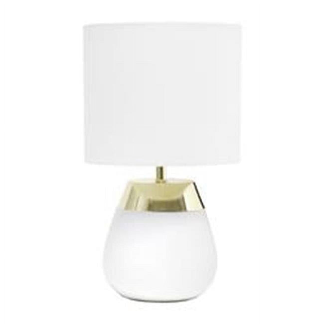 14" Tall Modern Contemporary Two-Tone Metallic Bedside 4 Settings Touch Table Desk Lamp White - Simple Designs: ETL Listed, Cotton Shade
