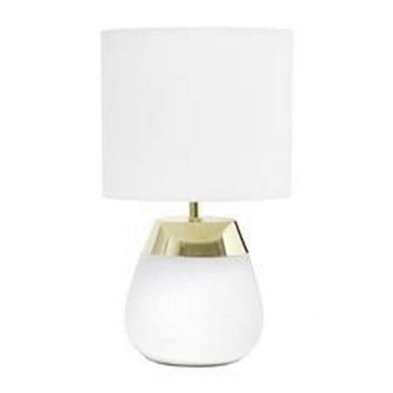 14" Tall Modern Contemporary Two-Tone Metallic Bedside 4 Settings Touch Table Desk Lamp White - Simple Designs: ETL Listed, Cotton Shade