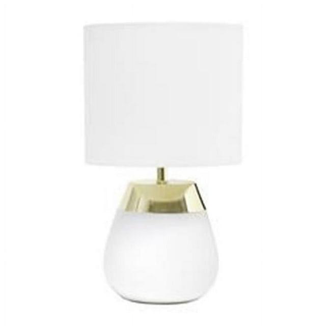 14" Tall Modern Contemporary Two-Tone Metallic Bedside 4 Settings Touch Table Desk Lamp White - Simple Designs: ETL Listed, Cotton Shade