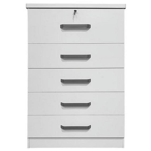 Better Home Products Xia 5 Drawer Chest of Drawers in White