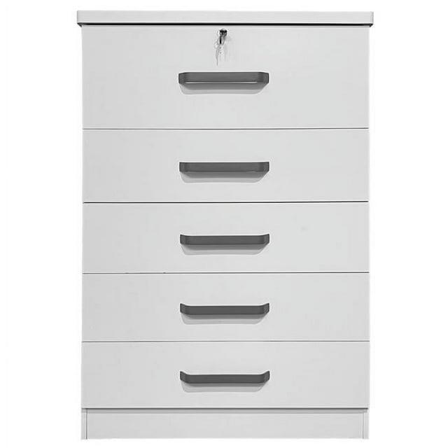 Better Home Products Xia 5 Drawer Chest of Drawers in White