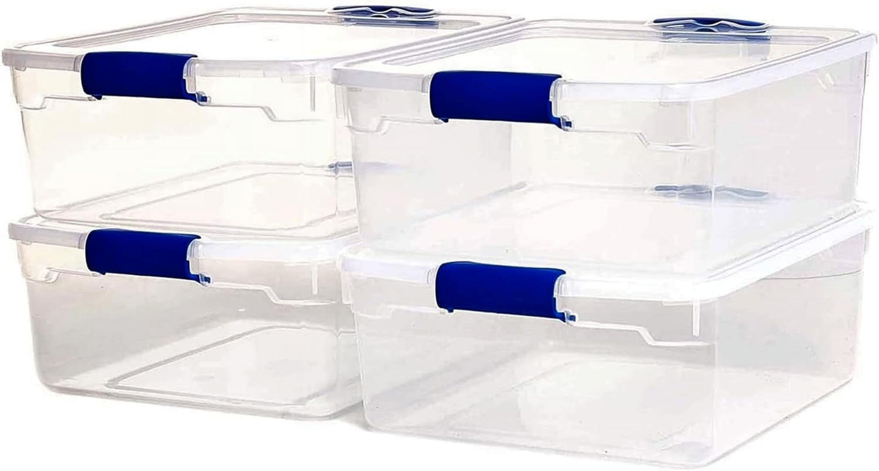 Homz Secure Latch Large Clear Stackable Storage Container Bin, 31 Quart, 4 Count