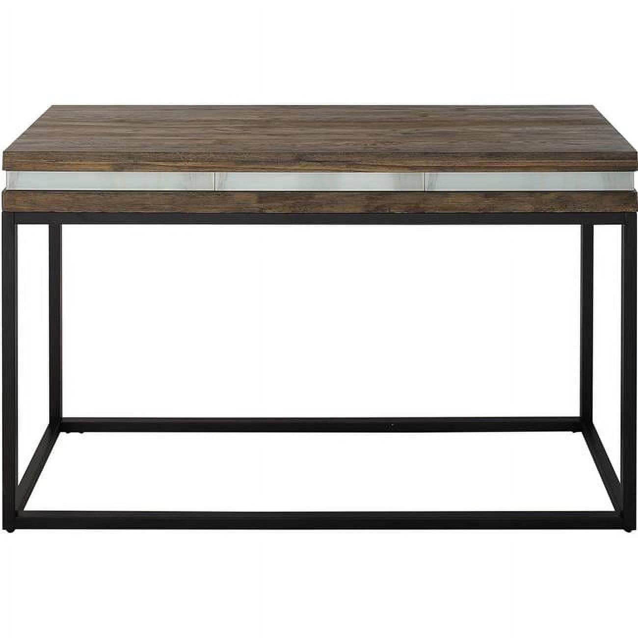 Bailey Ebony Metal and White Marble Glass Console Table with Storage