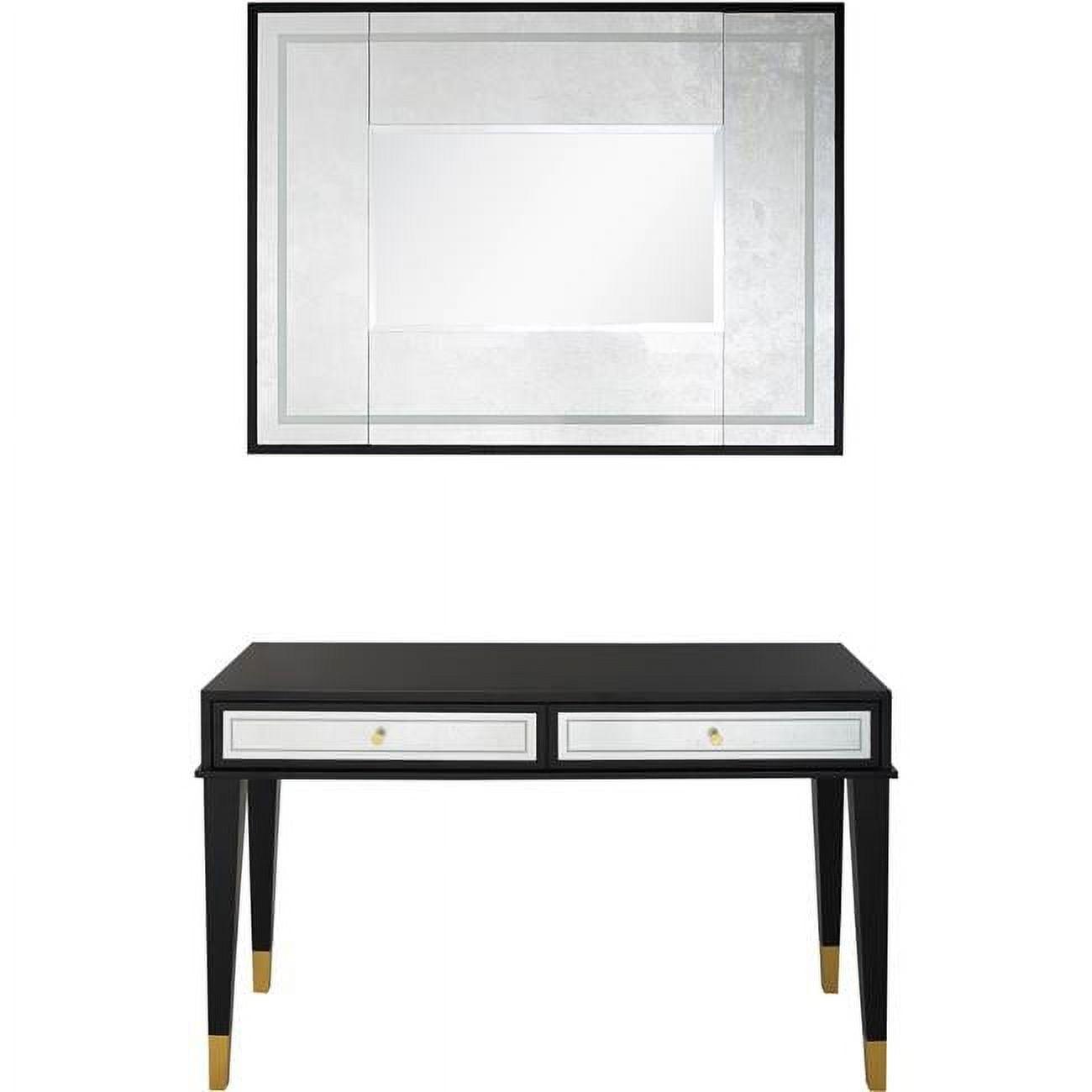 Makalu Mirrored Console Table and Wall Mirror Set in Black