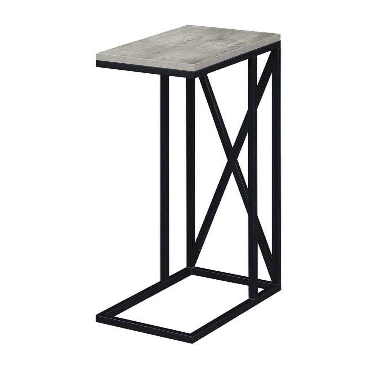 Tucson Modern Black C-Shaped Metal & Wood Slide-Under Sofa End Table