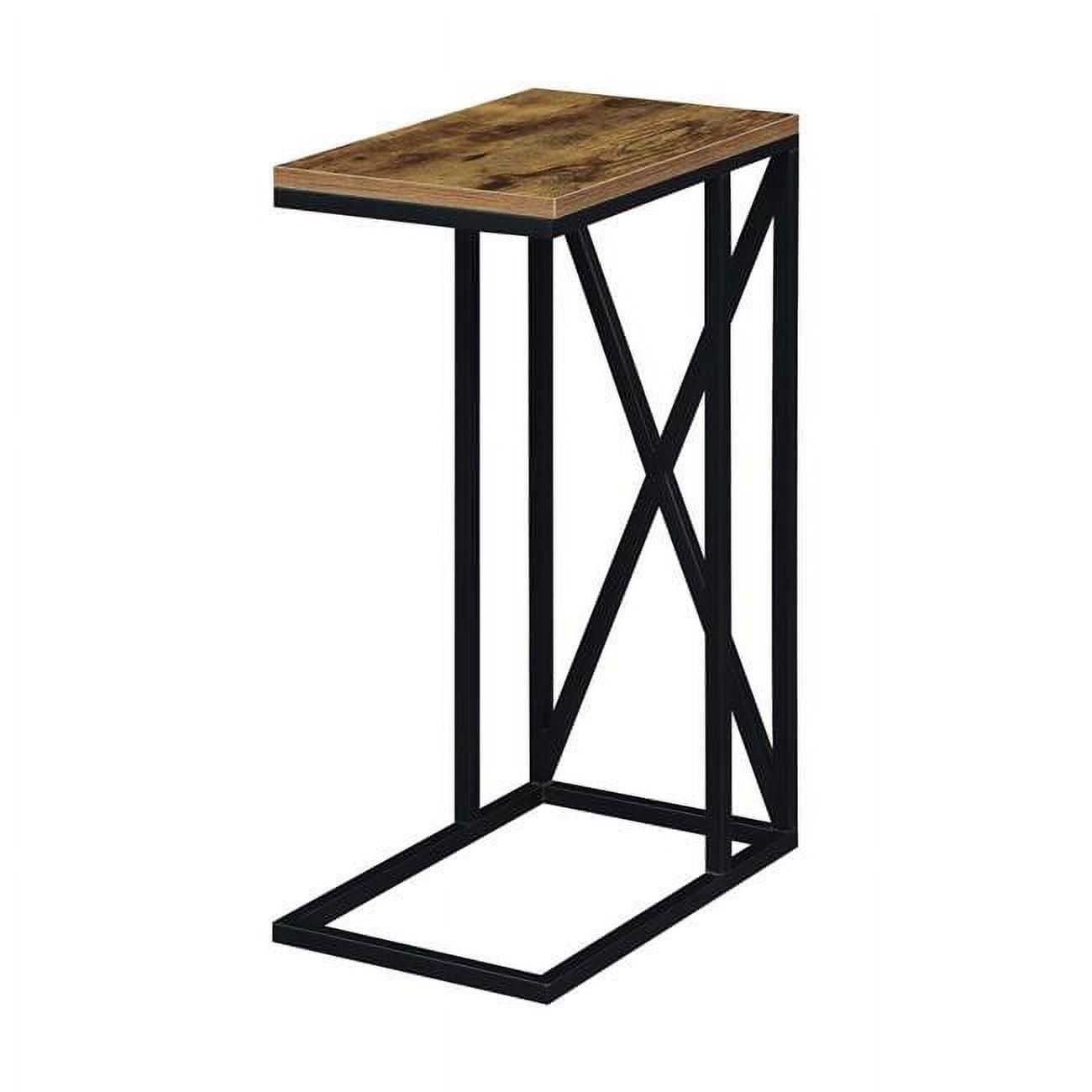 Tucson Barnwood & Black Metal C-Shape Versatile End Table