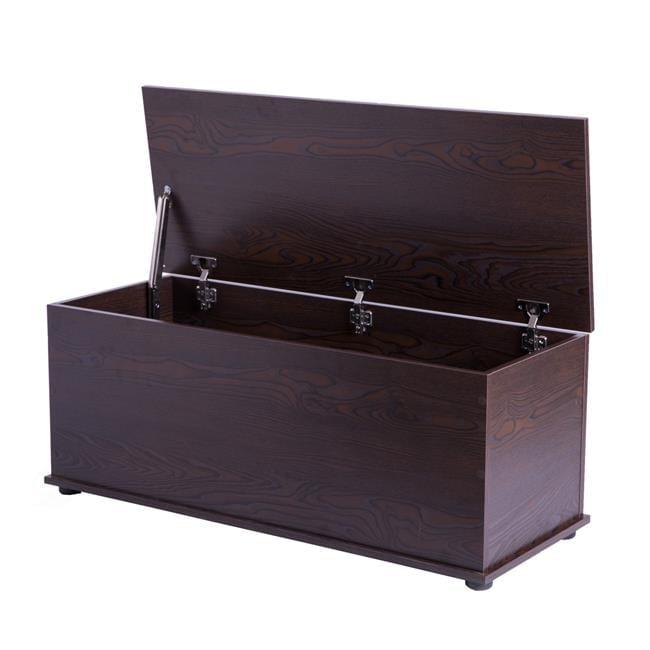 Basicwise Large Storage Toy Box with Soft Closure Lid, Wooden Organizing Furniture Storage Chest