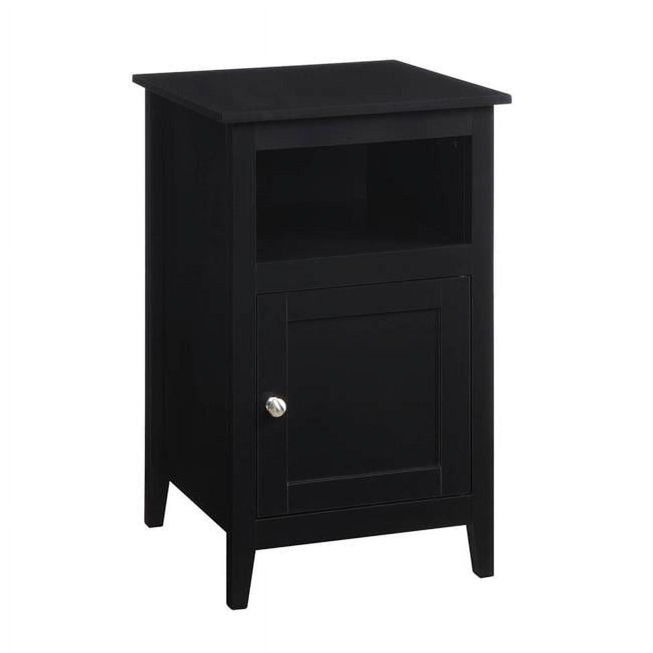 Black MDF Square End Table with Storage Cabinet