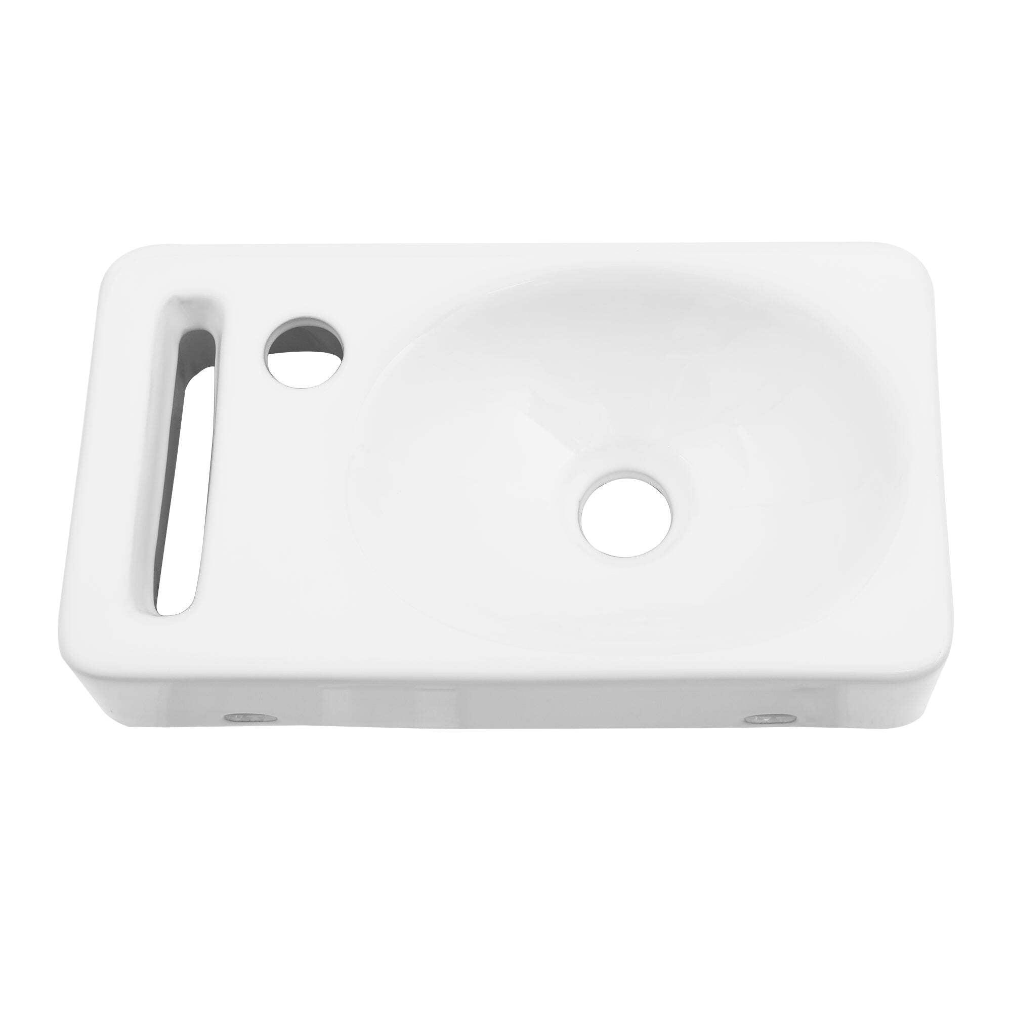 15.75'' White Ceramic Rectangle Wall Mount Bathroom Sink