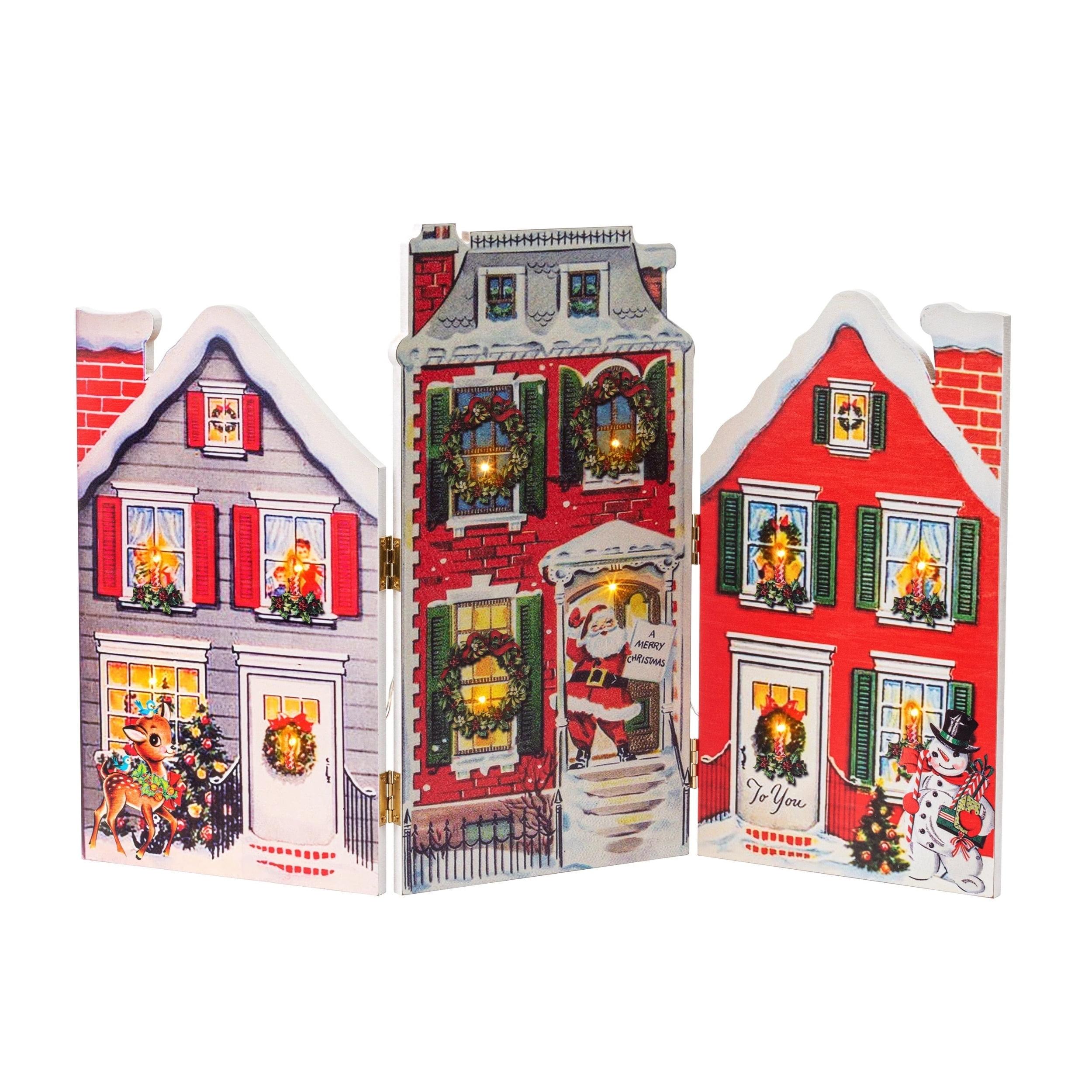 Mr. Christmas 15" Illuminated Folding Village Scene with LED Lights