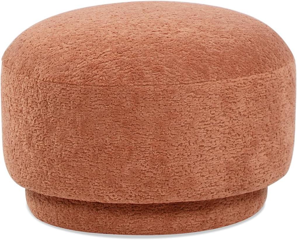 Jennifer Taylor Home Fuji 15" Mushroom Footstool Ottoman, Spice Orange Fleeced Teddy