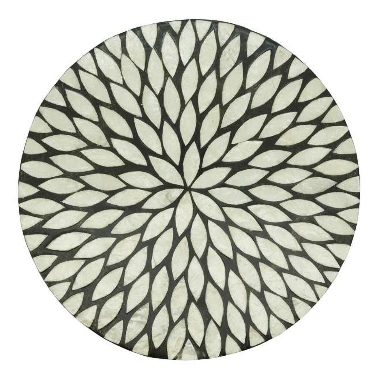 Black and White Floral Capiz Shell Round Placemats, Set of 4