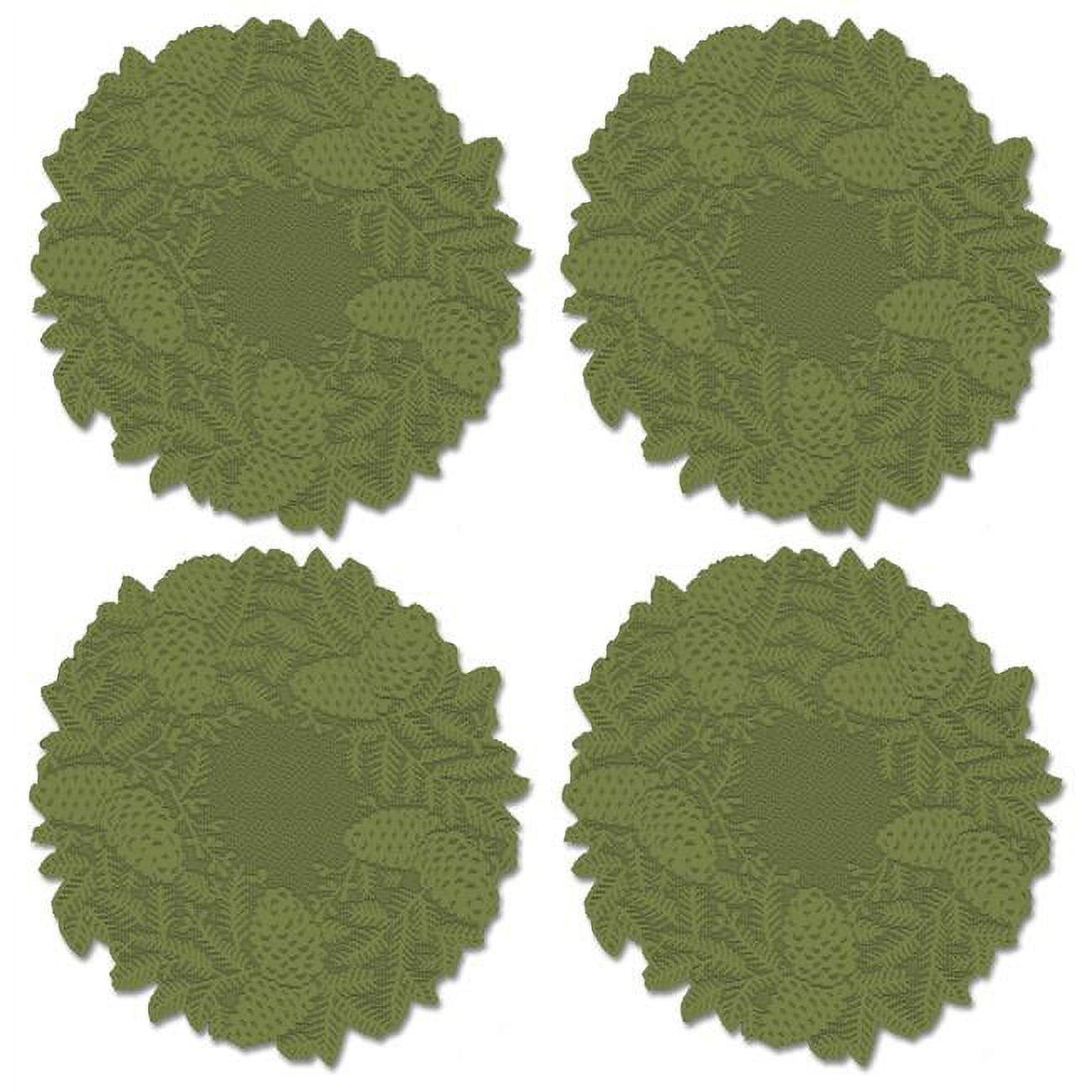 Aspen Green Round Lace Doily Set of 4