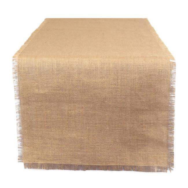 Design Imports  Jute Fringe Table Runner, Solid Natural, 15X110"