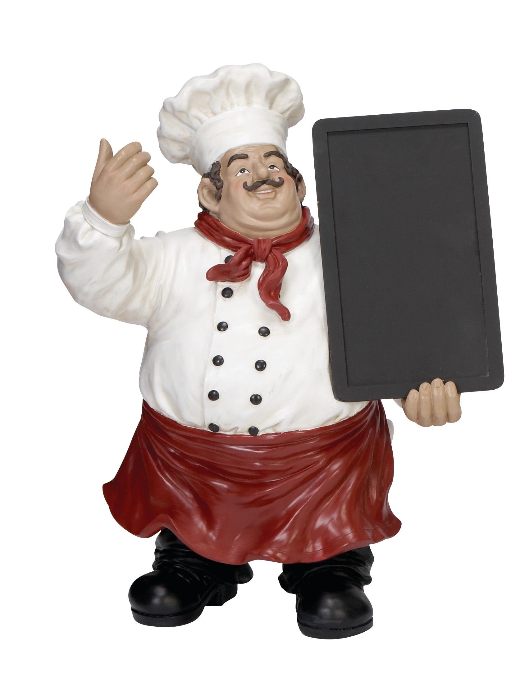 15" x 19" Multi Colored Polystone Chef Sculpture with Chalkboard, by DecMode