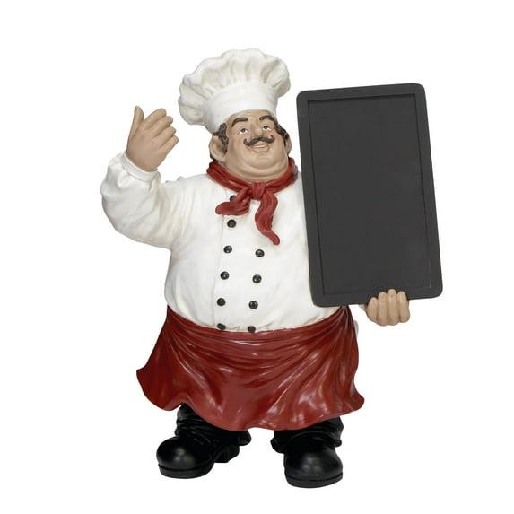 15" x 19" Multi Colored Polystone Chef Sculpture with Chalkboard, by DecMode