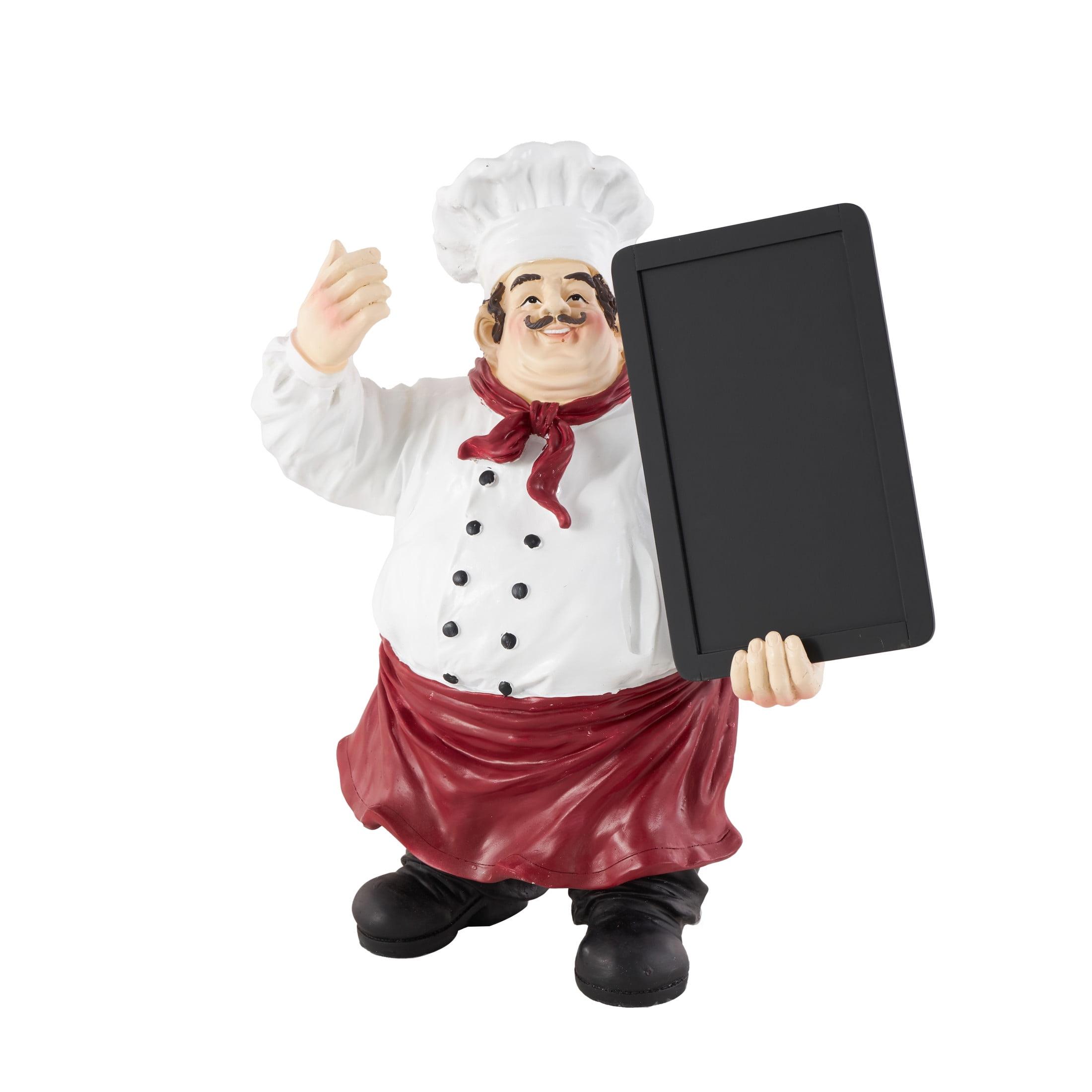 15" x 19" Multi Colored Polystone Chef Sculpture with Chalkboard, by DecMode
