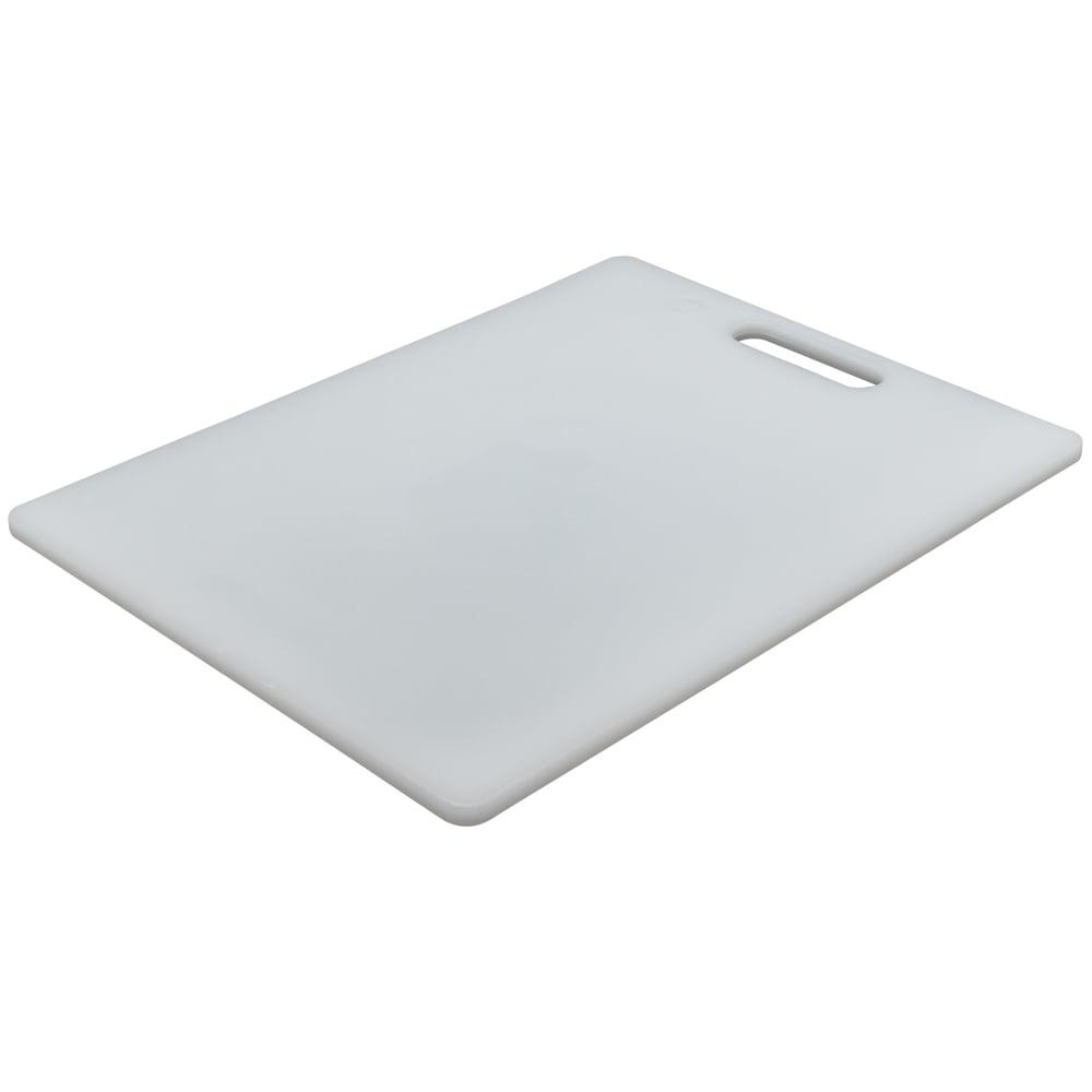 15" x 20" White Rectangular Plastic Cutting Board with Handle